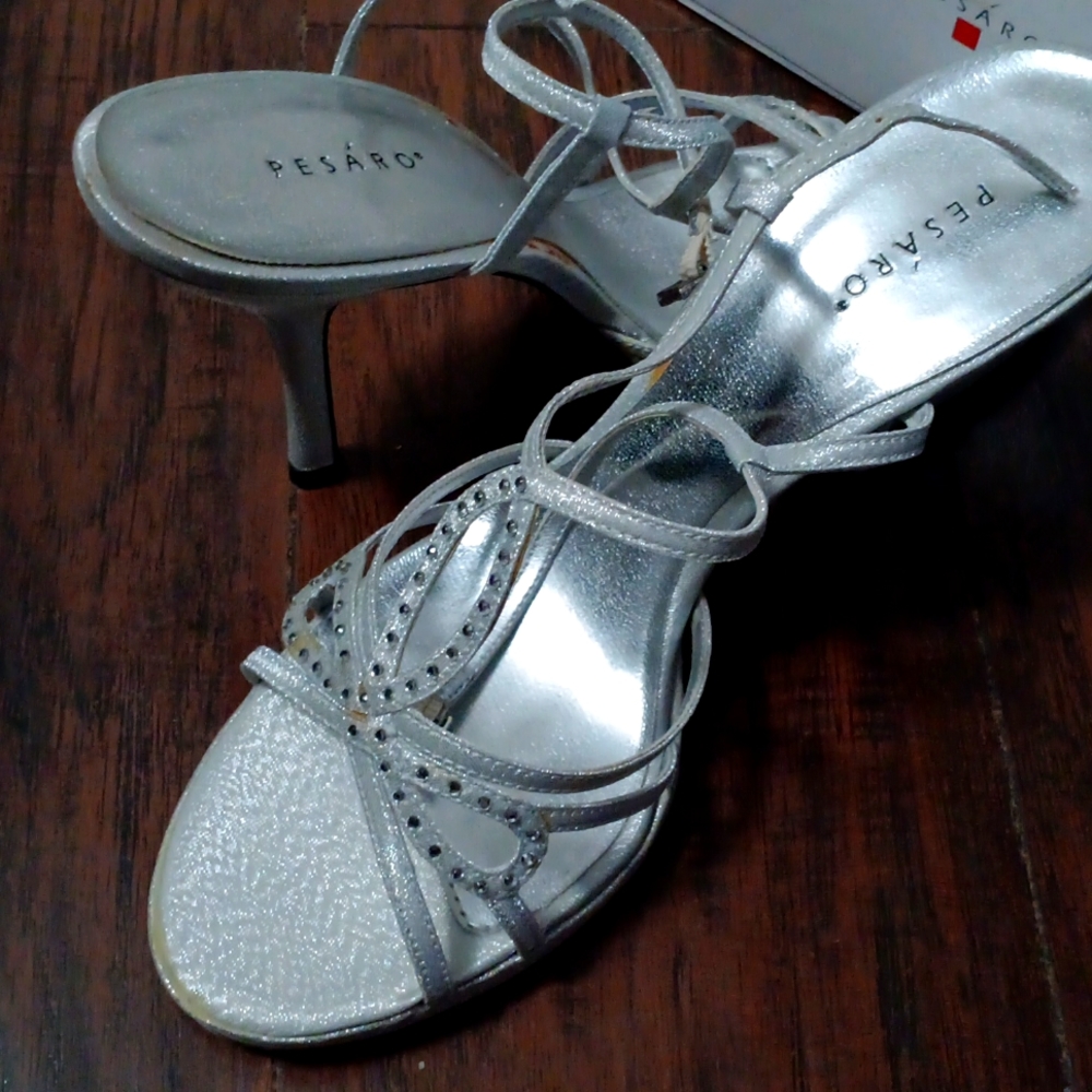 Silver sparkly heels